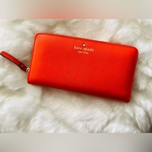 Kate Spade Staci Large Continental Leather Zip Around Wallet In Gazpacho/Gold